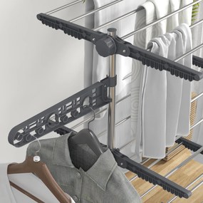 HOMCOM Uscător de Rufe Pliabil, Uscător Vertical cu 6 Roți, Cârlige și 4 Rafturi Reglabile, 142x55x172 cm, Argintiu | Aosom Romania