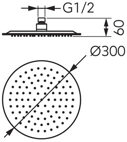 Palarie de dus, Ferro, Slim, diametru 30 cm, crom