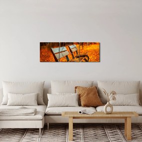 Tablou cu banca toamna (cu ceas) (90x30 cm)