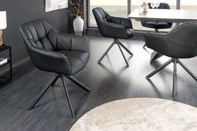 Set 2 scaune pivotante Papillon, piele neagra