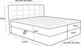 Pat tapitat boxspring DIRELIS VIBE 180x200 cm gri inchis Saltea: Saltea cu arcuri Bonell