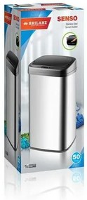Coș de gunoi Brilanz Touchless Senzo 50 L, pătrat,oțel inoxidabil