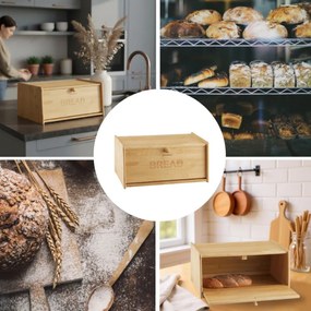 Cutie pentru paine Klausberg KBp 7933, 39.5 cm, Bambus, Maro