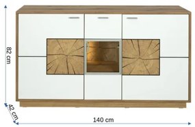 Bufet Urbano White Cu 3 Usi Si 1 Sertar Alb Si Natur, 140 Cm