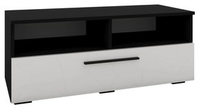 Comoda Kos, O Usa, 2 Polite, Negru/Alb Lucios, MDF, 95 x 40 x 39 cm