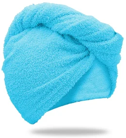 Prosop turban turcoaz cu uscare rapida, 100% bumbac