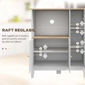 HOMCOM Dulap pentru Microunde cu Dulap Inferior și Rafturi Laterale din Lemn Alb | Aosom Romania