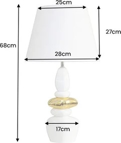 Lampa de masa decorativa STONES OF ZEN 70cm auriu alb
