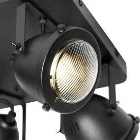 Spotlight industrial negru cu 4 lumini - Emado