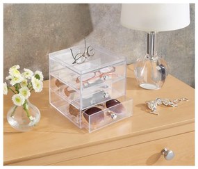 Organizator transparent pentru ochelari cu 3 sertare, iDesign