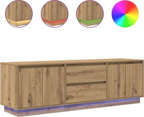 vidaXL Dulap TV cu lumini LED Artisan Stejar 160,5x41x50 cm