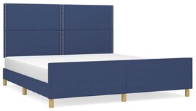 3124990 vidaXL Cadru de pat cu tăblie, albastru, 160x200 cm, textil