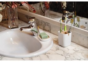 Organizator pentru baie Compactor Ecologic, 8,4 x 7,8 cm, alb