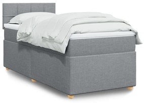 vidaXL Pat box spring cu saltea, gri deschis, 100x200 cm, textil