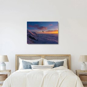 Tablou pe sticlă în apus de soare, Mont Blanc (70x50 cm)