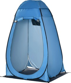 Outsunny Cort de Duș pentru Camping cu Ușă cu Fermoar, Geantă de Transport și Buzunar, 126x124x189 cm, Albastru | Aosom Romania