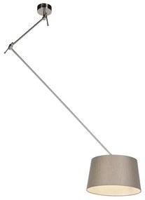Lampă suspendată din oțel cu abajur din in taupe de 35 cm - Blitz
