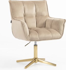 HR560CROSS Scaun Catifea Latte cu Bază Aurie