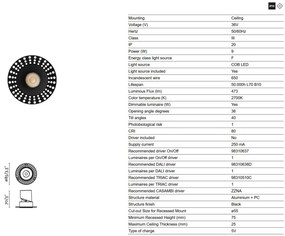 Spot LED incastrabil tavan orientabil trimless LOX 2700K negru
