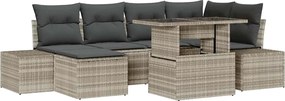 vidaXL Set de canapele pentru grădină cu pernă 7 pcs Gri deschis