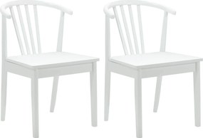 vidaXL Scaun de sufragerie 2 pcs Alb Lemn de cauciuc solid