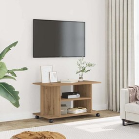 vidaXL Dulap TV cu roți, stejar artizanal, 80x40x45 cm, lemn prelucrat