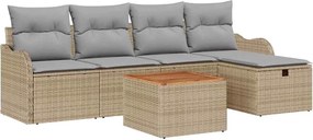 vidaXL Set de canapele pentru grădină cu pernă 6 pcs Bej poliratan