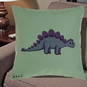 Perna Personalizata Stegozaur Mov, 40x40 cm, Verde, Husa Detasabila, Perna Inclusa, BEKZ®