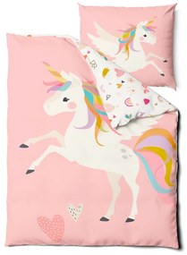 Lenjerie din bumbac pentru copii Bonami Selection Unicorn, 140 x 200 cm