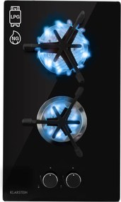 Klarstein Trifecta Domino, plită pe gaz, 2 arzătoare triunghiulare, vitroceramică, neagră