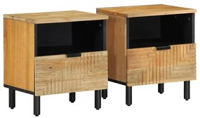 vidaXL Noptiere 2 buc Maro 40x33x46 cm Lemn masiv Mango