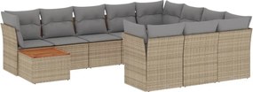 vidaXL Set canapele de grădină cu perne, 11 piese, bej, poliratan