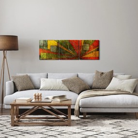 Tablou cu abstracție geometrică (cu ceas) (90x30 cm)