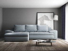 Colțar extensibil dumonde cu ladă de depozitare si sezut confortabil din spuma high-density, Leonardo Zoom Grey 260x185 cm