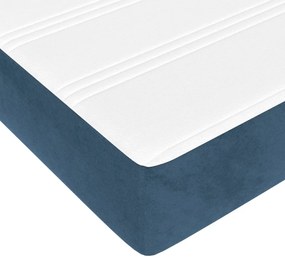 Pat box spring cu saltea, albastru inchis, 180x200 cm, catifea Albastru inchis, 25 cm, 180 x 200 cm