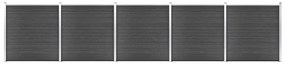 Set de panouri de gard ,WPC , 872x186 cm, negru 1, Negru, 5 sectiuni