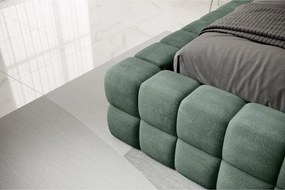 Pat matrimonial verde închis tapițat cu spațiu de depozitare cu somieră 180x200 cm Dizzle – ELTAP