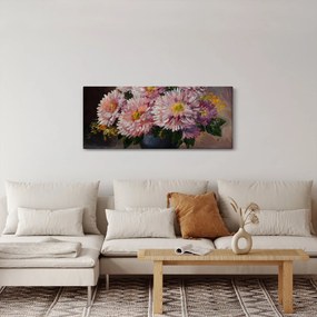 Tablou - Pictură în ulei, flori în vază (120x50 cm)
