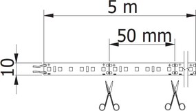 Banda LED Flash GTV pentru mobilier, lumina neutra, 120 LED m, 1350 lm m, 21 W m, 24V, IP20, 5 m Alb neutru, 21 W m, 24 V, LED Flash, 1350 lm m, 10