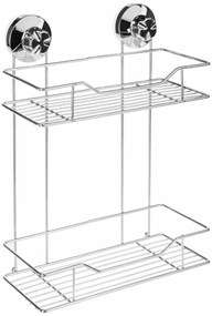 Raft de baie, suspendat cu ventuze, 2 niveluri, otel cromat, coltar