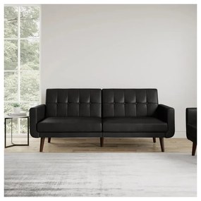 Canapea neagră extensibilă cu tapițerie din imitație de piele 200 cm Nola – Støraa