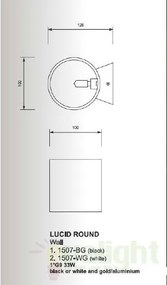 Aplica de perete design modern Lucid Round negru 1507-BG