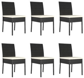 Set de mobilier de gradina, 7 piese, negru, poliratan Negru, 7