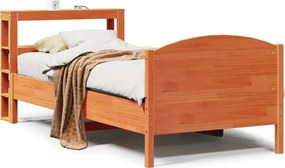 vidaXL Cadru pat fără saltea, maro ceruit, 100x200 cm, lemn masiv pin