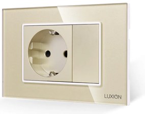 Priza Simpla si 1 Tasta Falsa cu Rama din Sticla LUXION, Standard Italian, 3M
