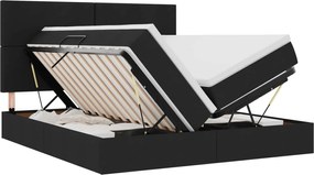 vidaXL Pat cu storage cu saltea Negru 200 x 200 cm Piele artificială