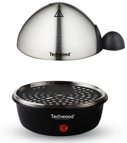 Fierbator pentru ouа Techwood TO-007, 350W, 7 oua, Functie de prajire pana la 4 ouăa, Alarma, Negru/Inox