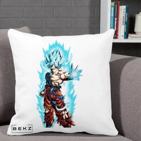 Perna Personalizata Dragon Ball Goku Ultra Instinct Blue, 40x40 cm, Alba Mata, Husa Detasabila, Perna Inclusa, BEKZ®