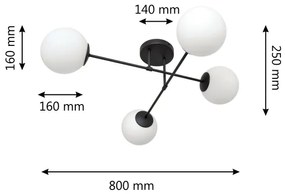 Lustră aplicată MOON 4xE27/15W/230V negru