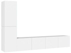 Set dulap TV, 4 piese, alb, lemn prelucrat 4, Alb, 80 x 30 x 30 cm